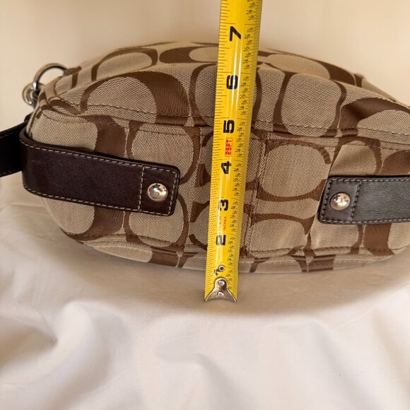 Genuine Coach Signature Shoulder Bag – Brown/Tan with Dark Brown Leather Trim - Picture 13 of 14